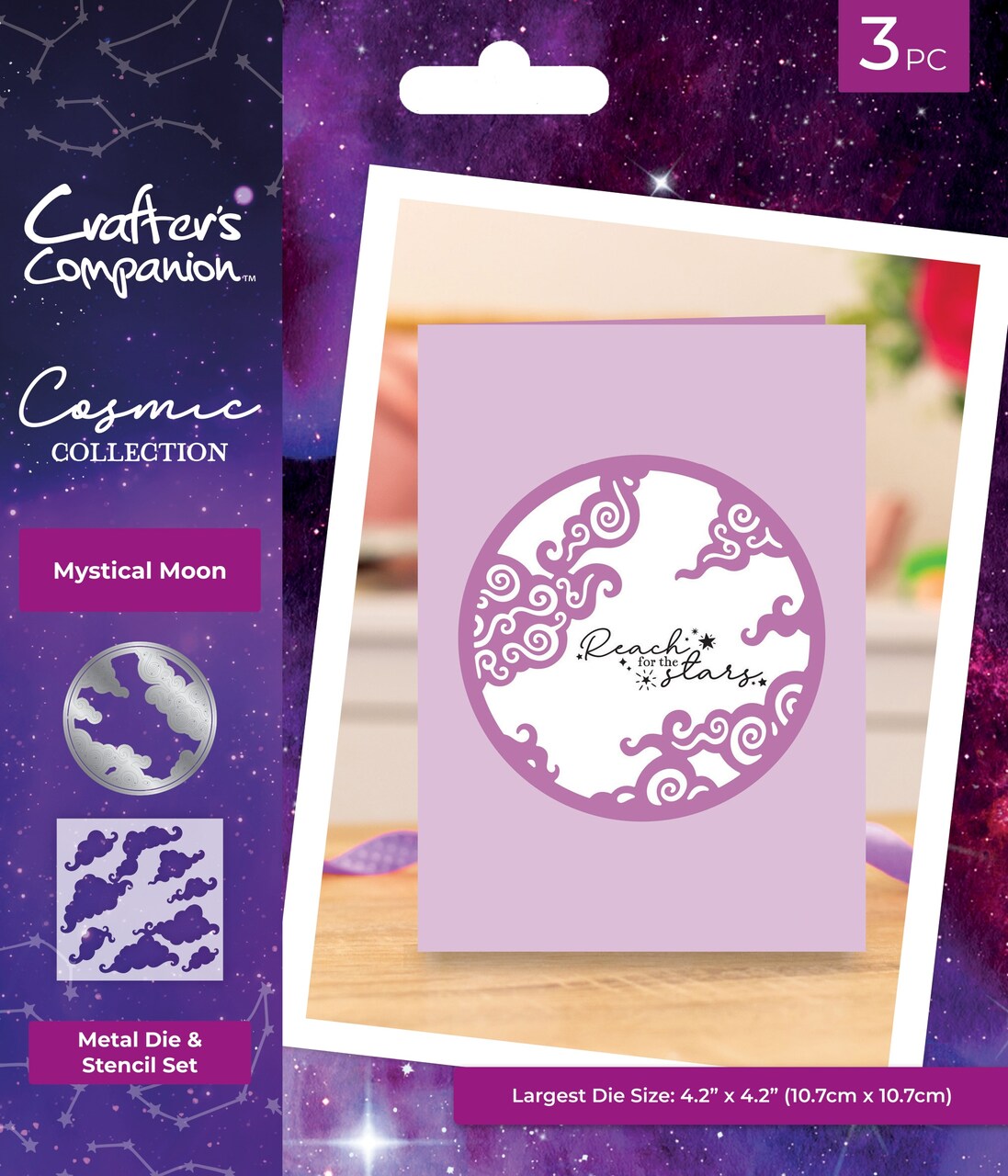 Crafter's Companion Cosmic Create A Card Die And Stencil-Mystical Moon